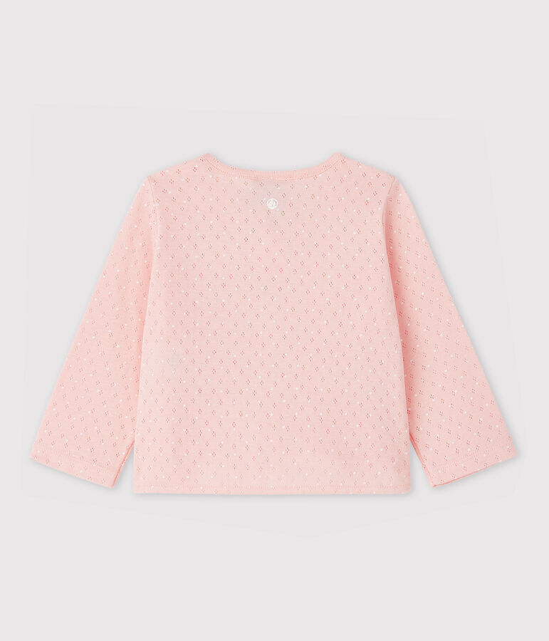 Cardigan en c&ocirc;te b&eacute;b&eacute; fille rose/blanc