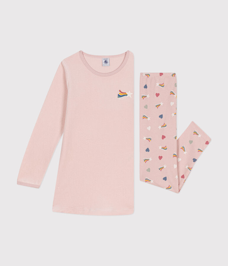 Fluwelen nachthemd voor kinderen. roze SALINE/wit MULTICO