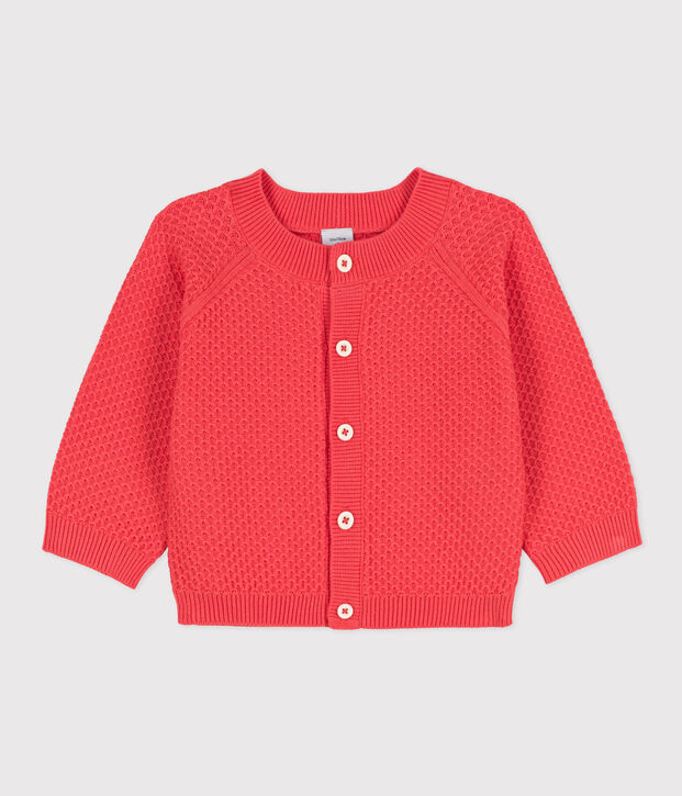 Babycardigan in tricot van katoen oranje