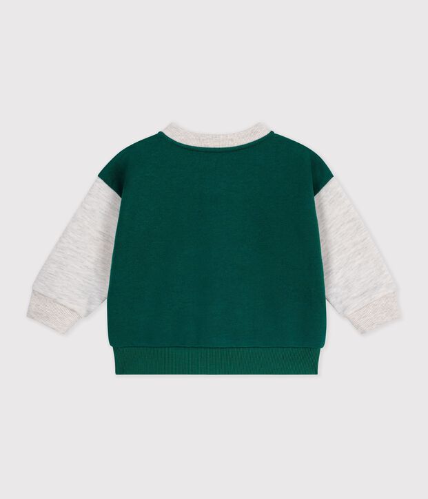 Tweekleurige katoenen babybeer groen/beige