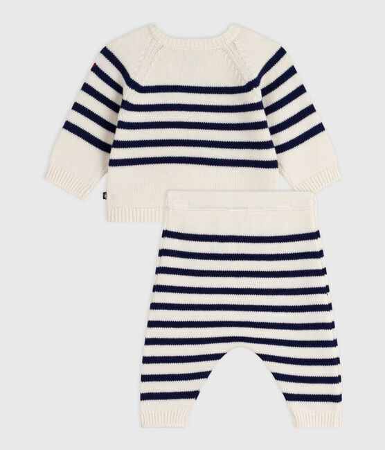 Tweedelig gebreid setje met marinestrepen blauw MARSHMALLOW/ SOIR