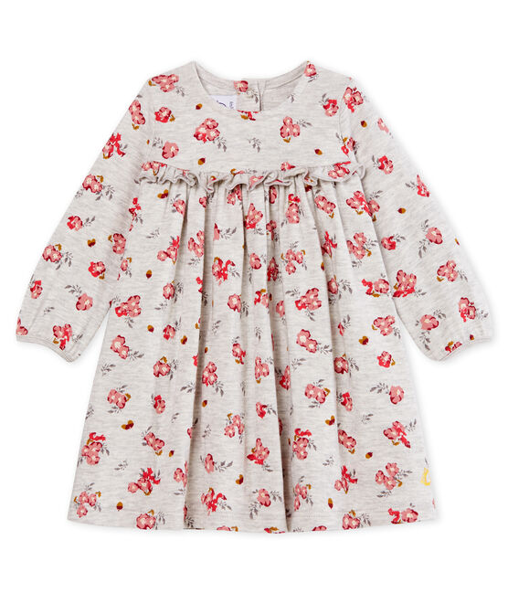 Robe manches longues bébé fille imprimée gris BELUGA/blanc MULTICO