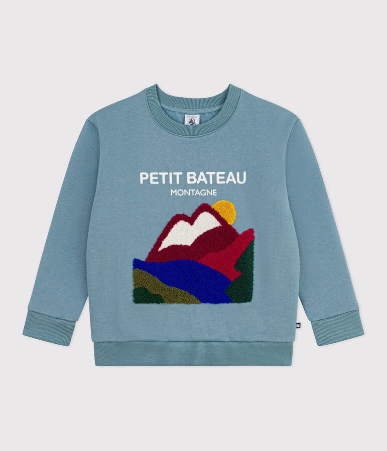 Katoenen sweatshirt met motief voor kinderen blauw