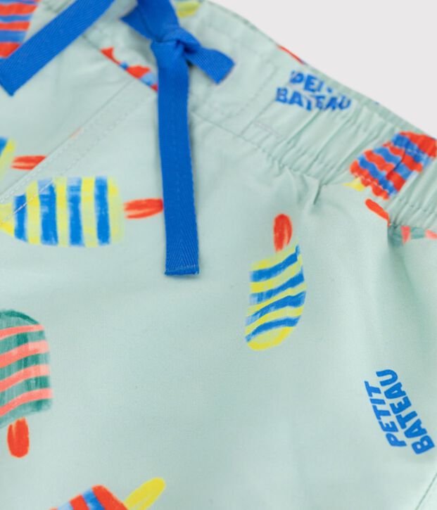 Short de bain enfant imprim&eacute; bleu/multicouleur