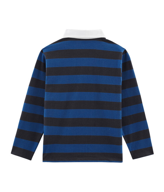 Rugbypolo met strepen jongens blauw SMOKING/blauw LIMOGES