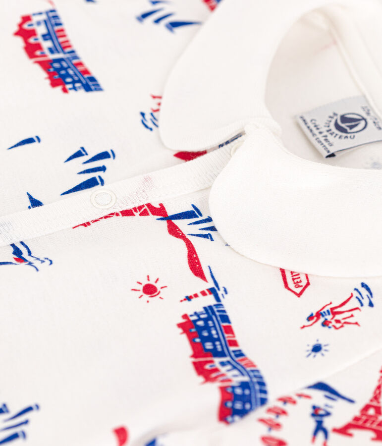 Kort katoenen babypakje in het thema 'Parijs' wit/multicouleur