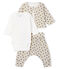 Ensemble trois pièces bébé garçon en laine et coton beige MONTELIMAR/blanc MULTICO