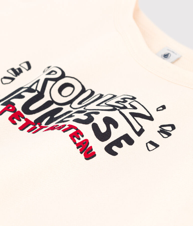 Sweatshirt imprim&eacute; en molleton enfant fille / gar&ccedil;on &eacute;cru AVALANCHE