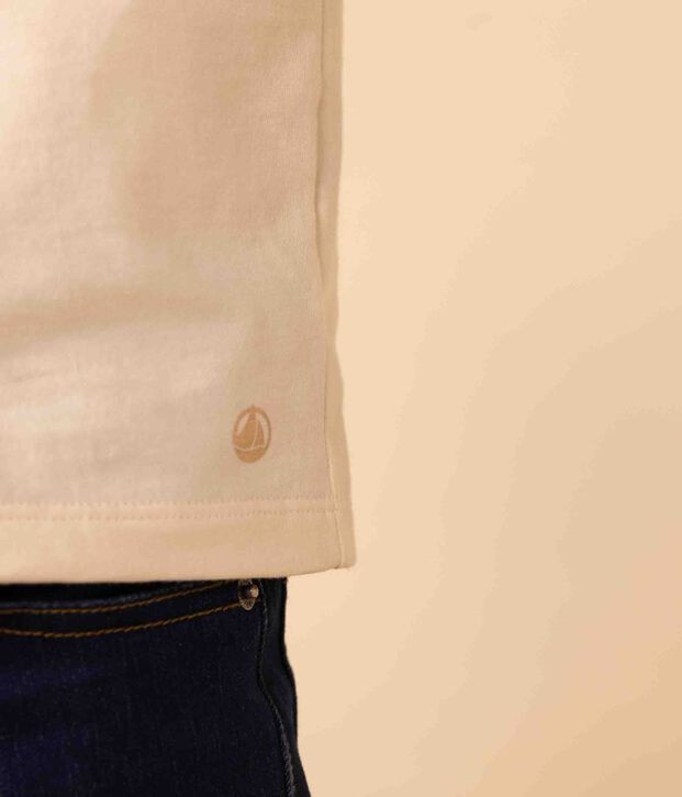 Tee-shirt manches longues en coton enfant fille / gar&ccedil;on &eacute;cru/bleu