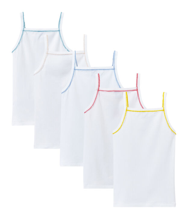 Set van 5 meisjeshemdjes met schouderbandjes en print wit
