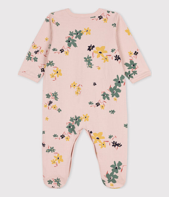 Gebloemde babypyjama in tubic roze SALINE/wit MULTICO