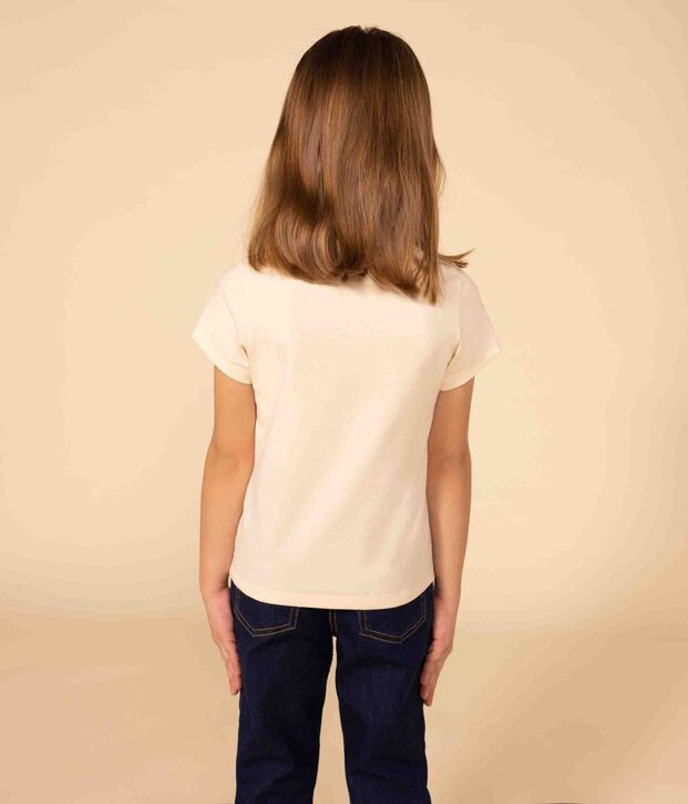 Katoenen T-shirt met korte mouwen voor meisjes ecru
