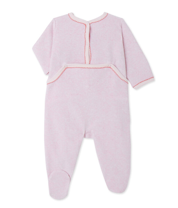 Fluwelen pyjama voor babymeisjes roze Souffle Chine