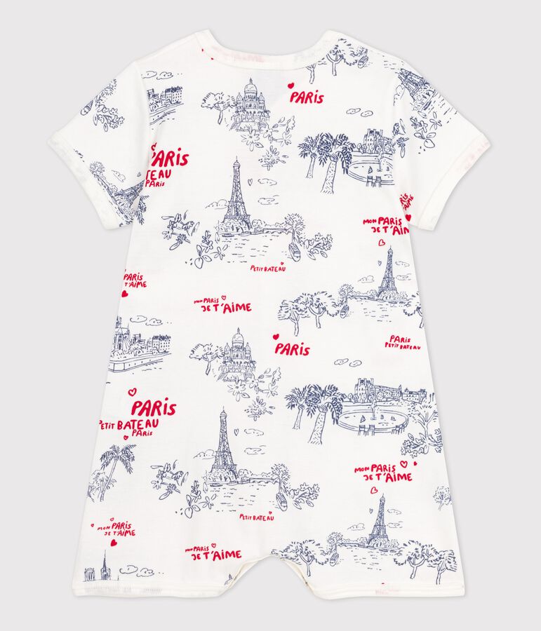 Kort katoenen babypakje met Parijs-print wit MARSHMALLOW/wit MULTICO