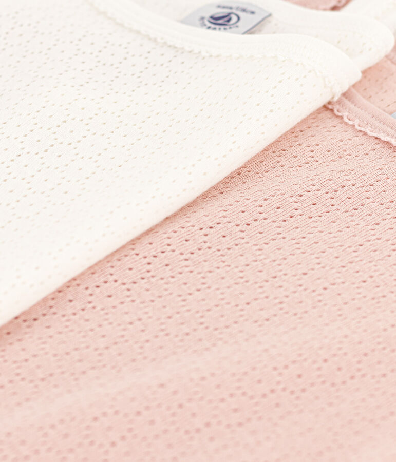 Set van 2 effen meisjeshemdjes met bandjes en ajourmotief in katoen multicouleur