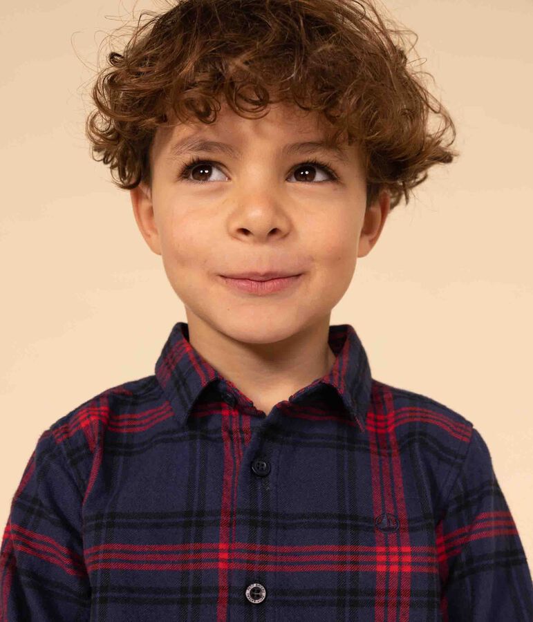 Chemise &agrave; carreaux en flanelle de coton enfant gar&ccedil;on bleu/multicouleur