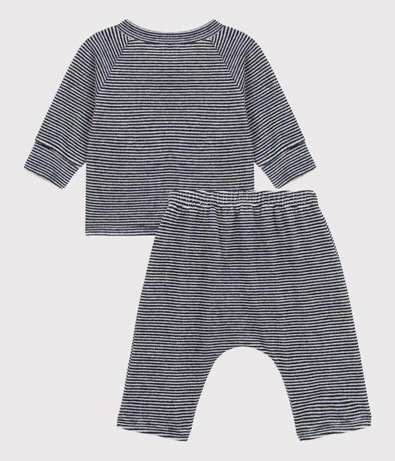 Tweedelig babysetje van velours uit katoen blauw SMOKING/wit MARSHMALLOW