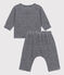 Tweedelig babysetje van velours uit katoen blauw SMOKING/wit MARSHMALLOW