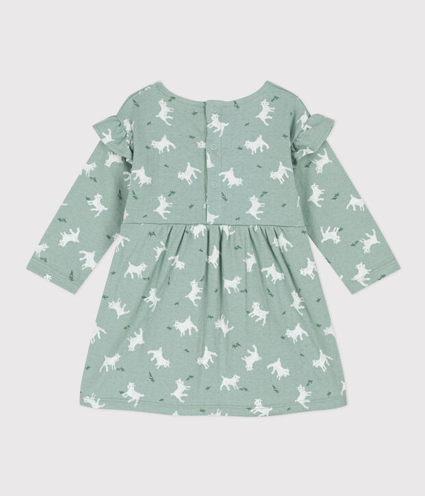 Robe manches longues en tubique imprim&eacute; b&eacute;b&eacute; vert/multicouleur