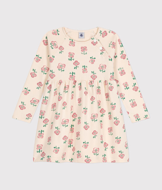 Jurkje met lange mouw van fleece voor meisjes wit AVALANCHE/ MULTICO