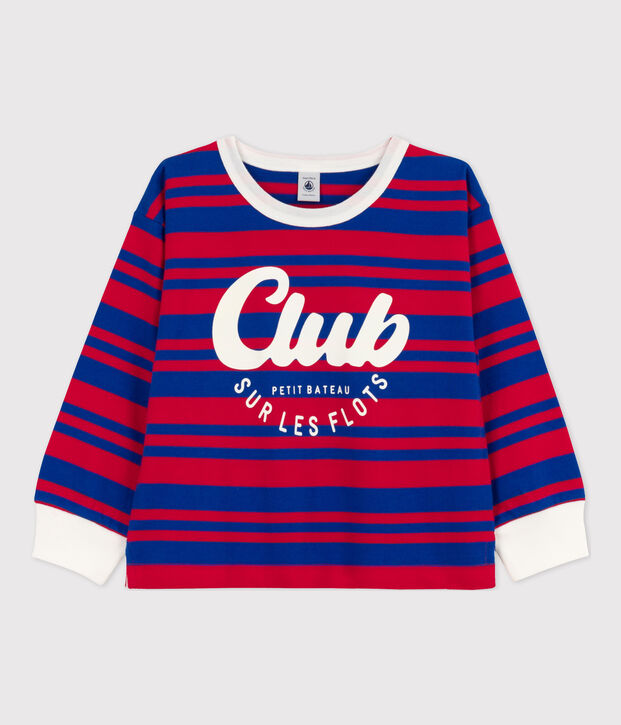 Gestreept T-shirt met lange mouwen voor jongens blauw/rood