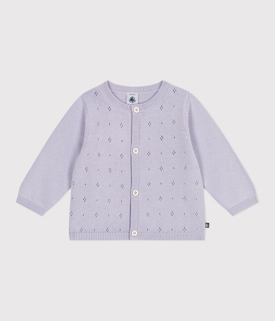 Effen gebreid babyvestje in katoen purper PARME