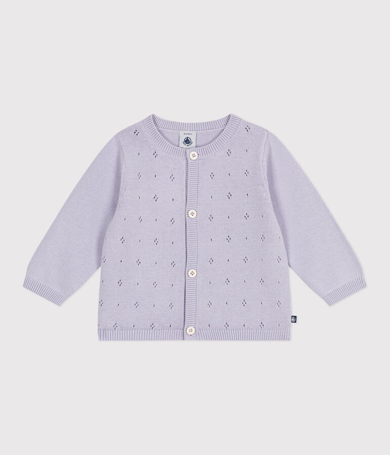 Cardigan b&eacute;b&eacute; en tricot de coton uni violet