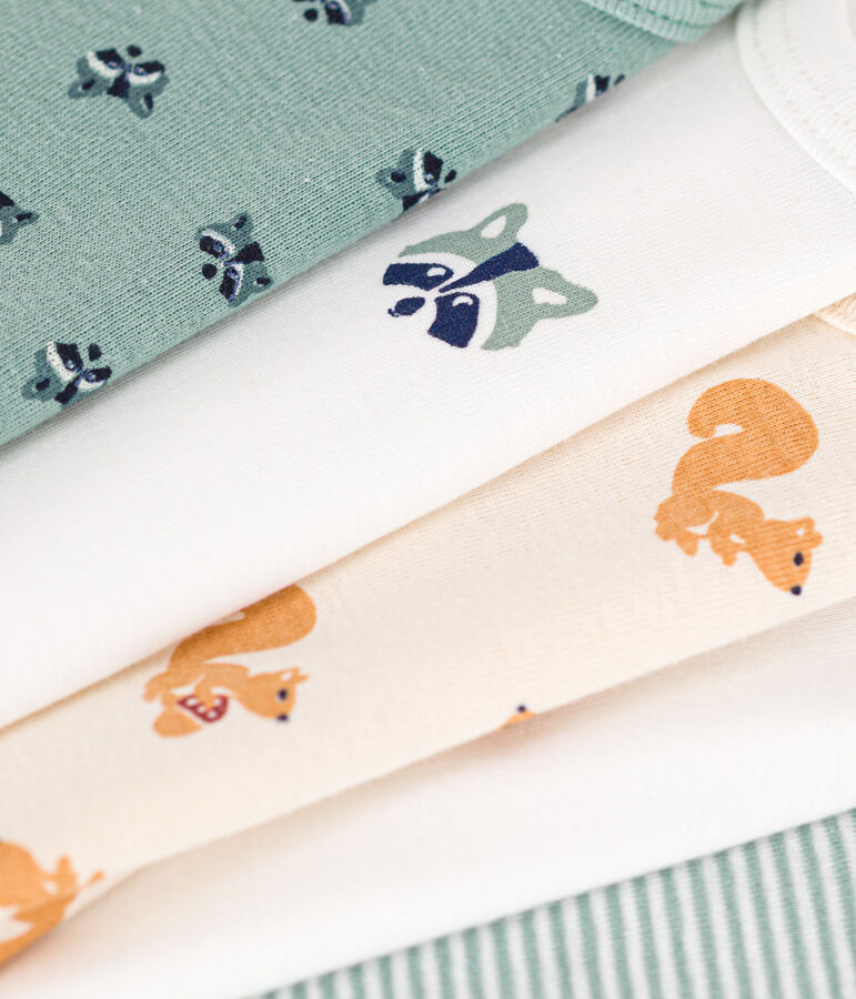 Setje met 5 katoenen body's met lange mouw en wasbeerprint voor baby's multicouleur