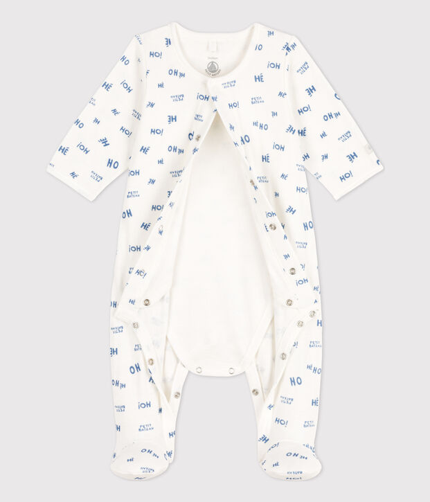 Babypyjama Heho in tubic wit/blauw