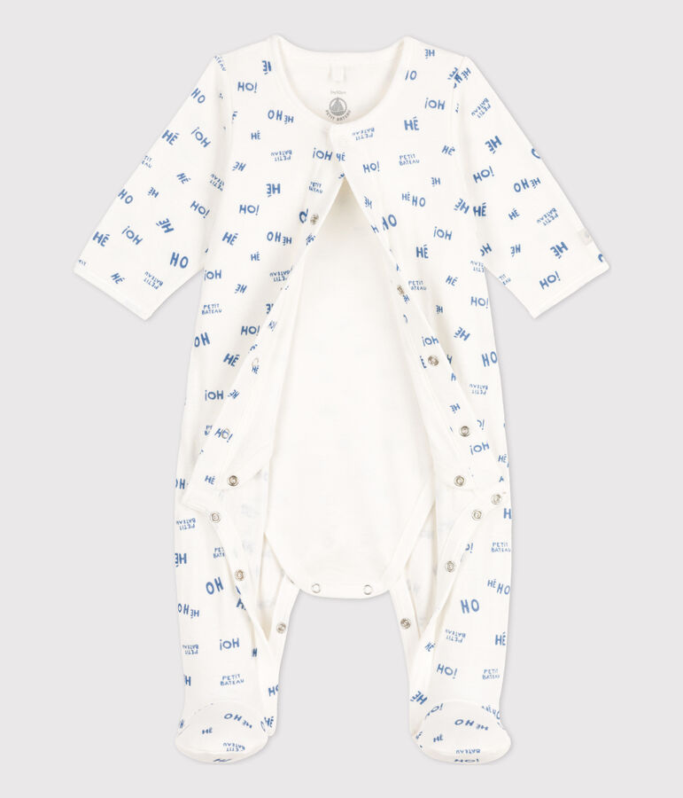 Babypyjama Heho in tubic wit/blauw