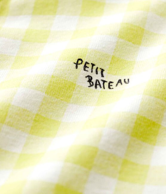 Geel katoenen pyjama met gingham-ruit wit MARSHMALLOW/ SUNNY