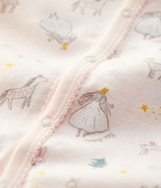 Katoenen slaappakje met prinsessenprint roze/multicouleur