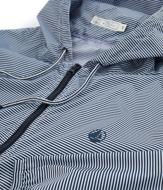 Kort windjack gemixt blauw SMOKING/wit MARSHMALLOW