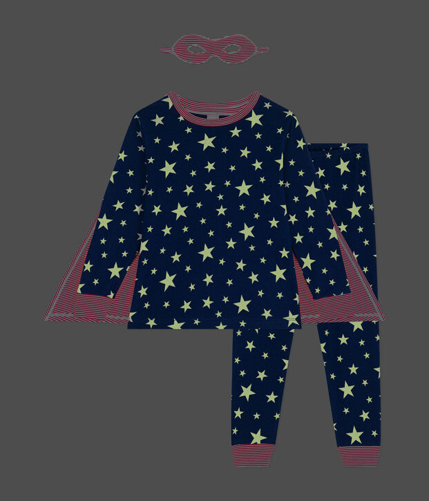 Pyjama d&eacute;guisement phosphorescent en coton enfant bleu/multicouleur