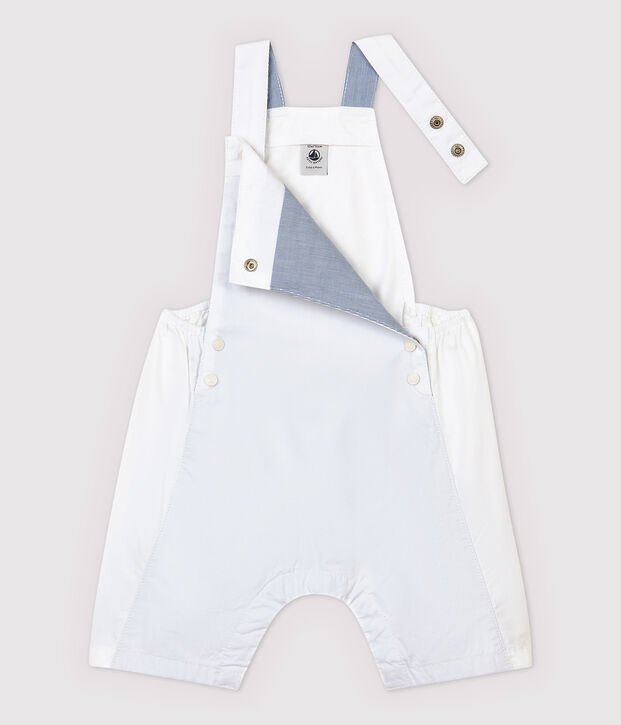 Salopette courte en serge craquante b&eacute;b&eacute; gar&ccedil;on blanc