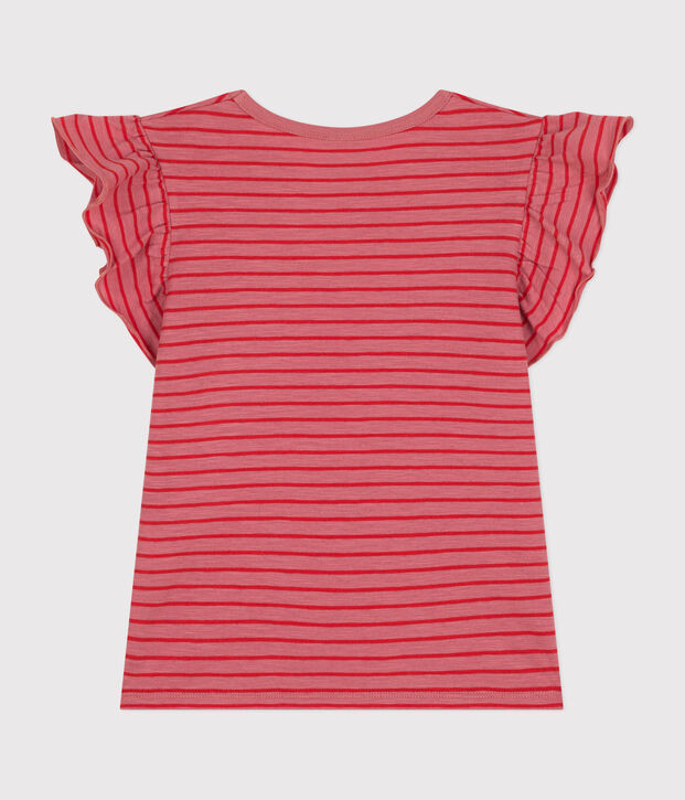 T-shirt met korte mouw van jersey voor meisjes roze/rood