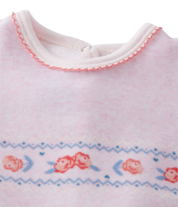 Fluwelen pyjama voor babymeisjes roze Souffle Chine