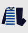 Fluwelen jongenspyjama gestreept blauw SMOKING/wit MULTICO