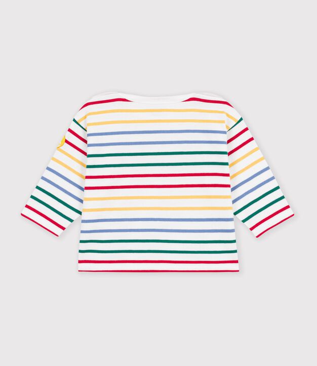 Katoenen babytruitje met matrozenstreepjes wit/multicouleur