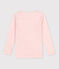 Tee-shirt manches longues milleraies petite fille en laine et coton rose CHARME/blanc MARSHMALLOW