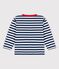 Tee-shirt manches longues rayé en jersey bébé bleu MEDIEVAL/blanc MARSHMALLOW