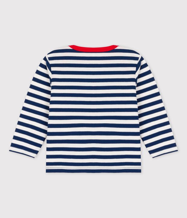 Gestreept T-shirt met lange mouwen in jersey voor baby's blauw/wit