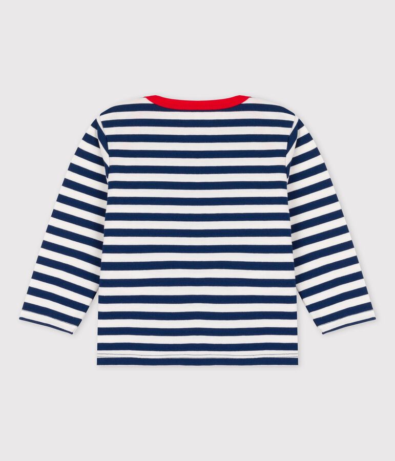 Tee-shirt manches longues ray&eacute; en jersey b&eacute;b&eacute; bleu/blanc