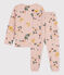 Pyjama fleur petite fille en tubique rose SALINE/blanc MULTICO