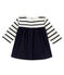 Iconische jurk voor babymeisjes beige COQUILLE/blauw ABYSSE