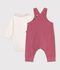 Katoenen babyrompertje en bodysuit set met effen kraag roze/ecru