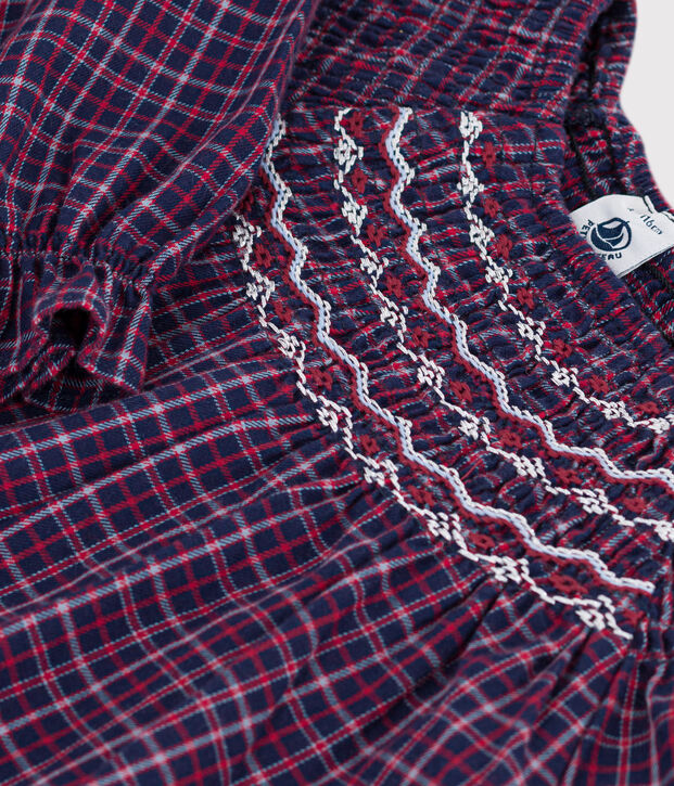 Flanellen geruite jurk met lange mouwen voor kinderen blauw/multicouleur