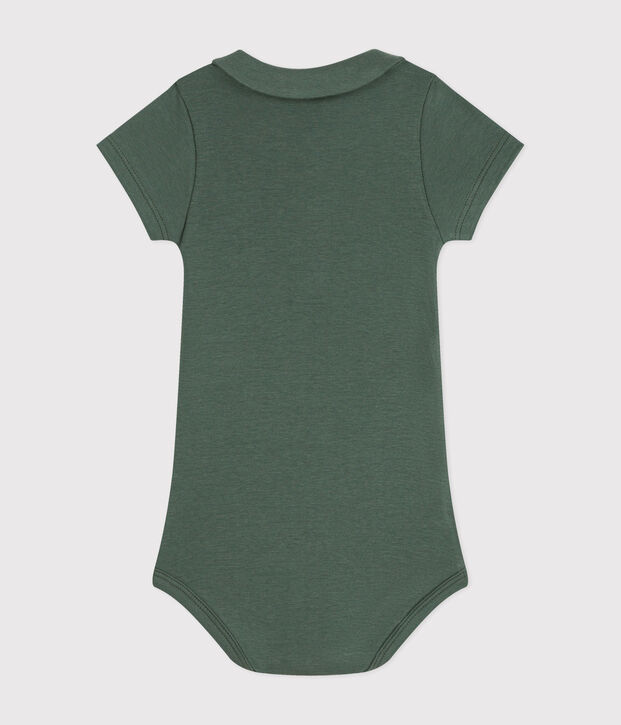 Body manches courtes col claudine en coton b&eacute;b&eacute; vert