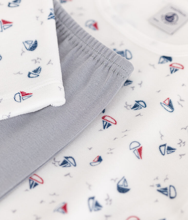 Pyjama en velours enfant gris/multicouleur