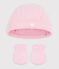 Set van katoenen babymuts en -wanten variante 1